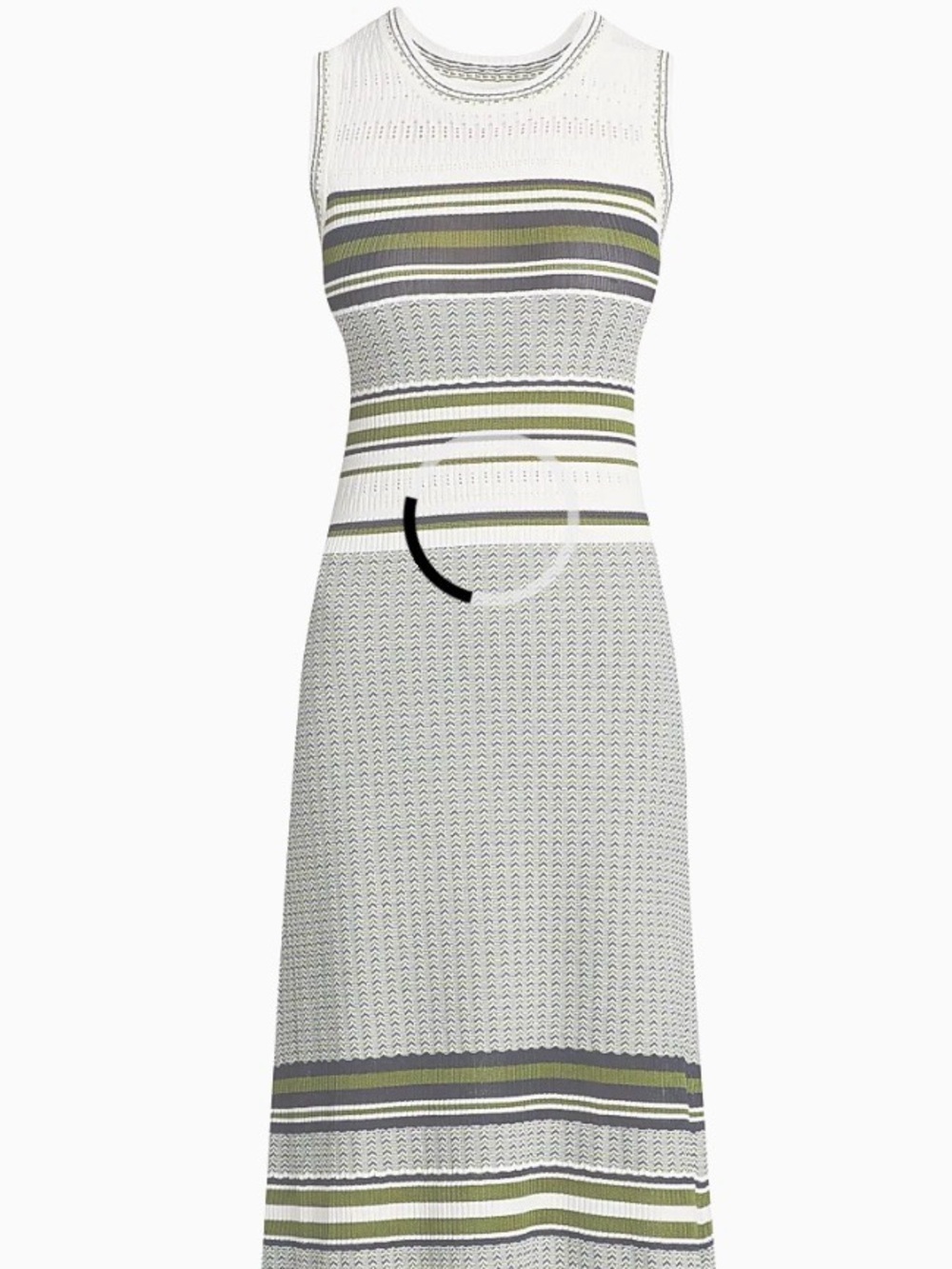Veronica Beard  Knit Maxi Dress with Olive & Gray Stripes